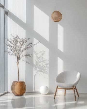 Elegant modern interiors in neutral tones with minimalistic decor. Interior design concept composition.の素材