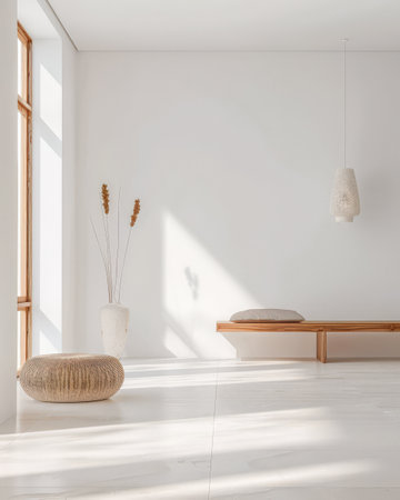 Elegant modern interiors in neutral tones with minimalistic decor. Interior design concept composition.の素材