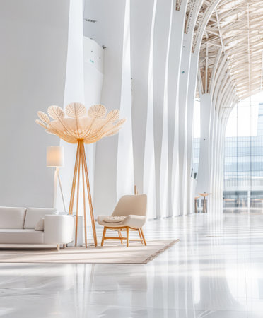 Elegant modern interiors in neutral tones with minimalistic decor. Interior design concept composition.の素材