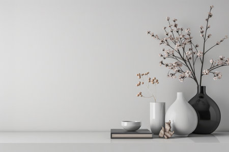 Sophisticated modern interiors with natural wood elements and chic decor.の素材