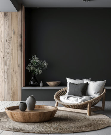 Modern living room interiors with minimal decor. Interior design luxury compositionの素材