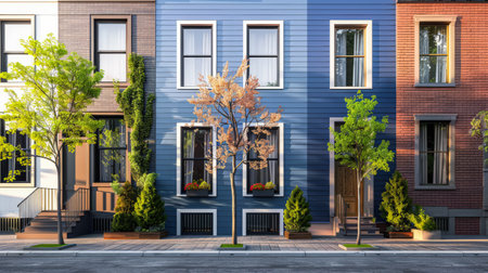 Modern home facade with stylish exteriors. Real Estate concept image.の素材