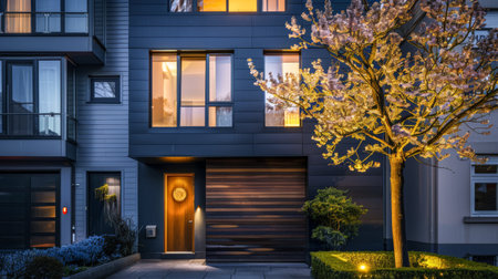 Modern house with stylish exteriors. Real Estate concept image.の素材