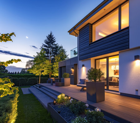 Modern house with stylish exteriors. Real Estate concept image.の素材