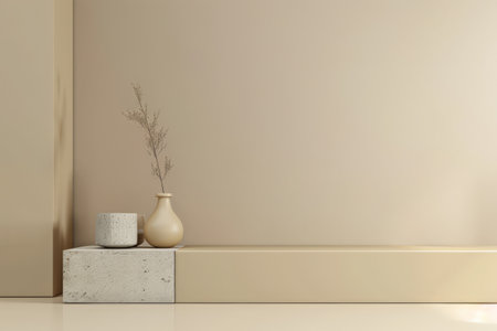 Modern minimalist interiors with neutral tones and natural lighting.の素材