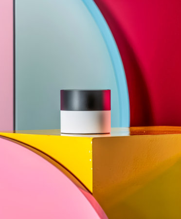 Vibrant minimalist home decor in contrasting colors. Interior design composition with high contrasts and shadows.の素材