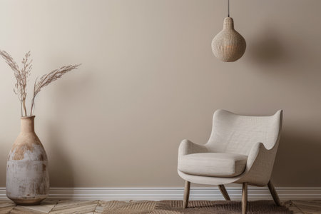 Minimalist interior design composition in beige tones. Interior design room composition with window natural lightの素材