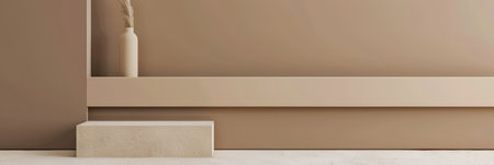 Minimalist natural interior design decor with textured elements and dry plants. Interiors composition with copyspace for text.の素材