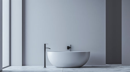 Modern minimalist bathroom with elegant touches and neutral tones.の素材
