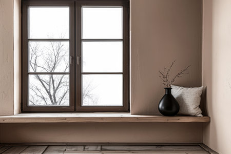 Relaxing interiors composition with natural light coming into a room trough a window.の素材