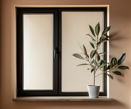 Relaxing interiors composition with natural light coming into a room trough a window.の素材