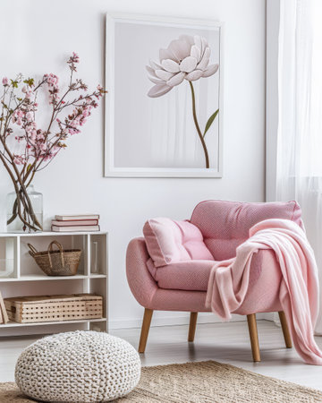 Elegant and modern interior living room spaces with chic decor. Interior design composition.の素材