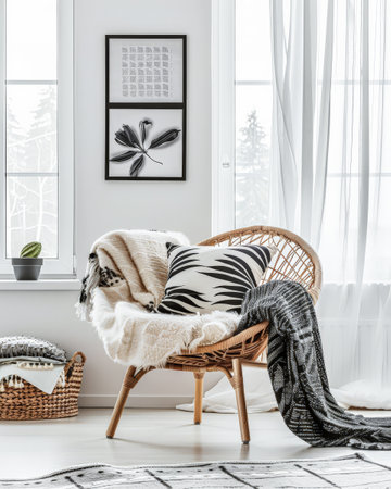 Elegant and modern interior living room spaces with chic decor. Interior design composition.の素材