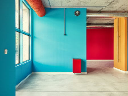 Modern minimalist interiors with contrasting tones and natural lighting. Interior design composition.の素材