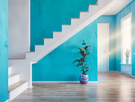 Modern minimalist interiors with contrasting tones and natural lighting. Interior design composition.の素材