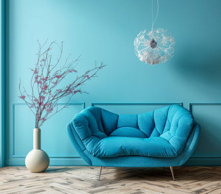 Vibrant chic living room with bold decor and vibrant contrast. Interior design luxury composition.の素材