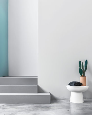 Modern minimalist interiors with vibrant tones and natural lighting. Modern interior design composition with contrasting colors.の素材