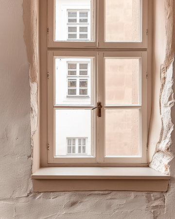 Minimalist interior design composition with a window bathing with natural light a room.の素材