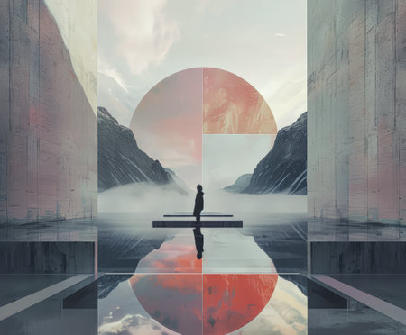 Abstract minimalist symmetric architectural shapes and designs.の素材