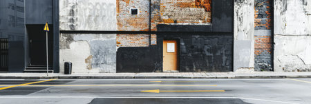 Empty street with minimalist architecture and contrasting tones.の素材