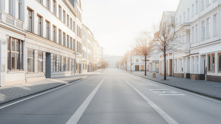 Empty street with modern architecture and natural sun lighting. Urban scenes.の素材