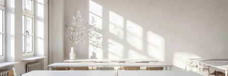 Minimalist empty classroom with modern furniture.の素材