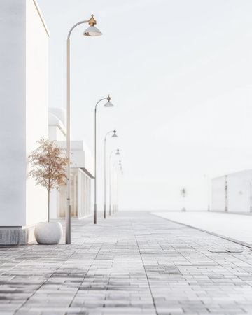 Empty street with modern architecture and natural sun lighting. Urban scenes.の素材