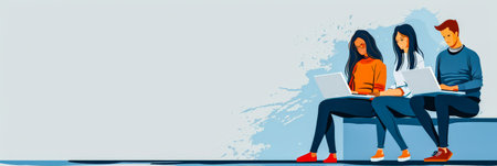 E learning and online training concept image depicting a person using technology to improve knowledge.の素材