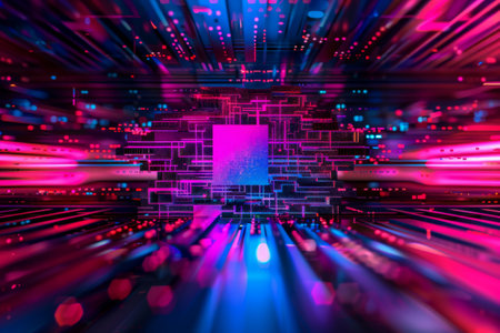 AI algorithm neural networks and data processing elements. Conceptual image on AI development.の素材