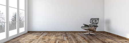 Living room interiors in neutral colors with light coming from a big window, minimal furniture and no people. Residential interiors decor composition for Real Estate.の素材