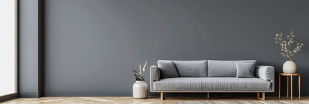 Luxury property interiors composition with natural lighting, minimal furniture and neutral tones. Residential interior design. Real Estate concept image.の素材