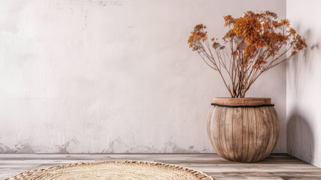 Minimalist luxury interiors composition with Japanese elements and natural window lighting. Interiors design property conceptual image for advertising.の素材