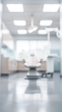 Blurred background image of clinic with defocus effect. Blur background image concept image for health advertising.の素材