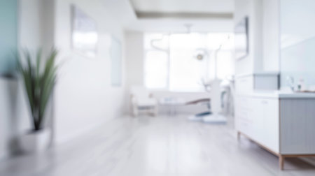 Blurred background image of clinic with defocus effect. Blur background image concept image for health advertising.の素材