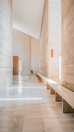 Minimalist interior design composition with minimal furniture and copyspace for text. Home decor concept image.の素材