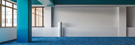 Empty room interior with no furniture, window lighting and copy space. Real Estate concept image or interior design concept.の素材