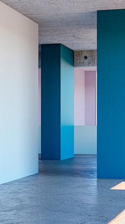 Empty room interior with no furniture, window lighting and copy space. Real Estate concept image or interior design concept.の素材