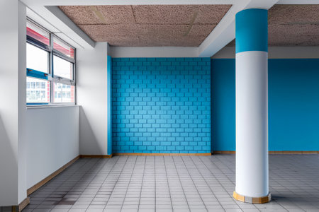 Empty room interior with no furniture, window lighting and copy space. Real Estate concept image or interior design concept.の素材