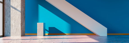 Empty room interior with no furniture, window lighting and copy space. Real Estate concept image or interior design concept.の素材