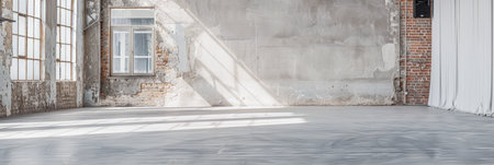 Industrial warehouse spaces in neutral colors with copyspace for text.の素材