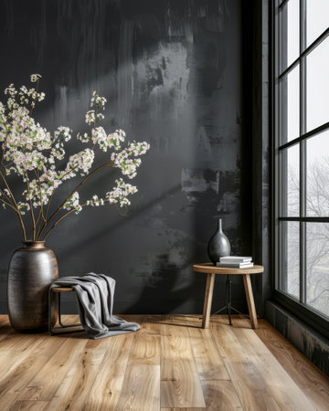 Elegant interiors rustic decor composition with minimal furniture and arrangements. Stylish interiors design Real Estate composition.の素材