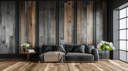 Elegant interiors rustic decor composition with minimal furniture and arrangements. Stylish interiors design Real Estate composition.の素材