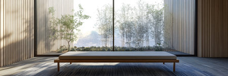Luxury property interiors with wall panels and minimal furniture. Residential Real Estate minimalist composition.の素材