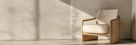 Japandi interior design composition with minimal furniture in beige colors. Residential Real Estate image for ads, commercials and advertising.の素材