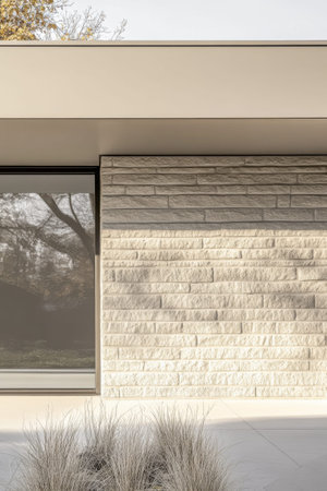 Modern minimalist architecture design with clean lines and natural texturesの素材