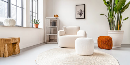 Modern minimalist interiors with earthy tones and natural elementsの素材