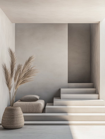 Modern Mediterranean villa details with clean lines and neutral colors. Luxury Real Estate development concept image.の素材