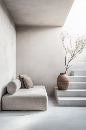 Modern Mediterranean villa details with clean lines and neutral colors. Luxury Real Estate development concept image.の素材