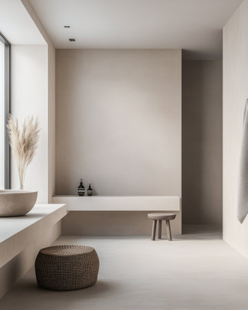 Modern Mediterranean villa details with clean lines and neutral colors. Luxury Real Estate development concept image.の素材