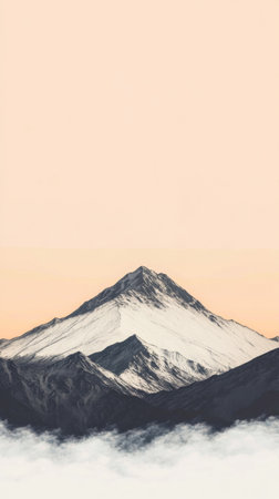 Minimalist mountain range linearte illustrationの素材